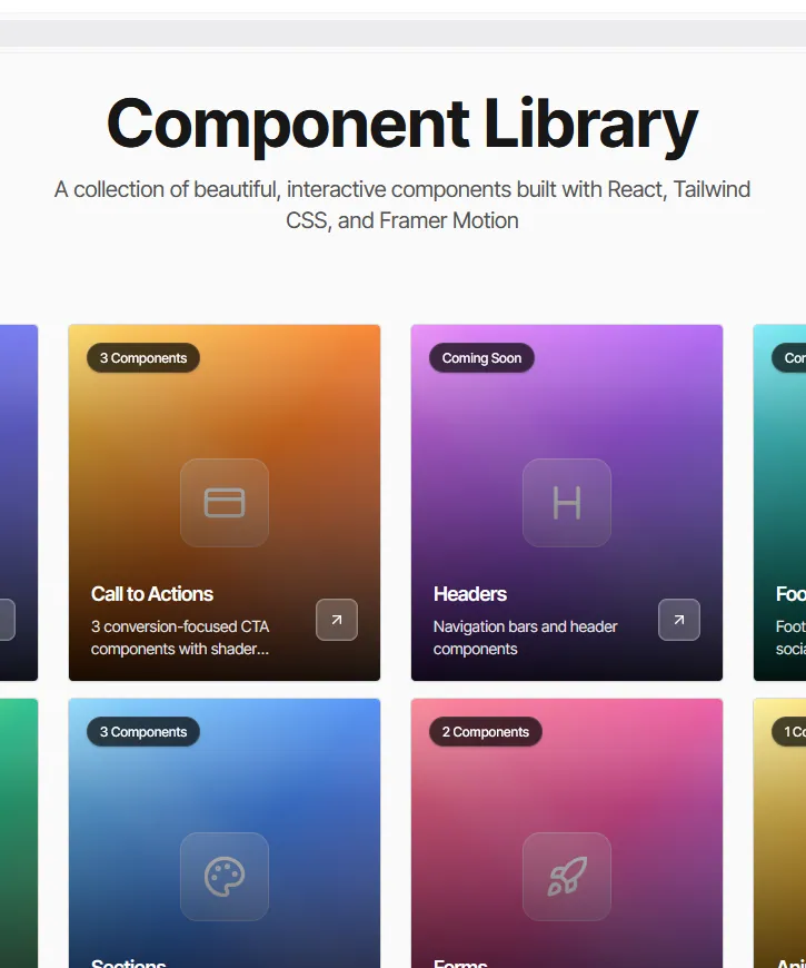 Component Library Grid — screenshot
