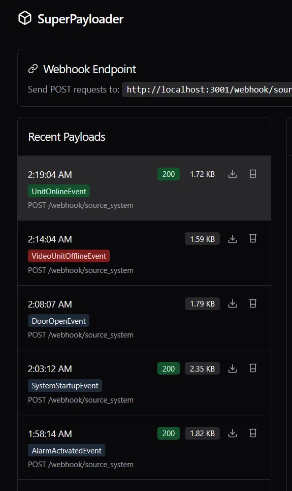 Payload Receiver — screenshot
